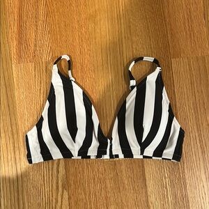 J.Crew Black and White Striped Bikini Top - Padded w/Adjustable Straps - Small